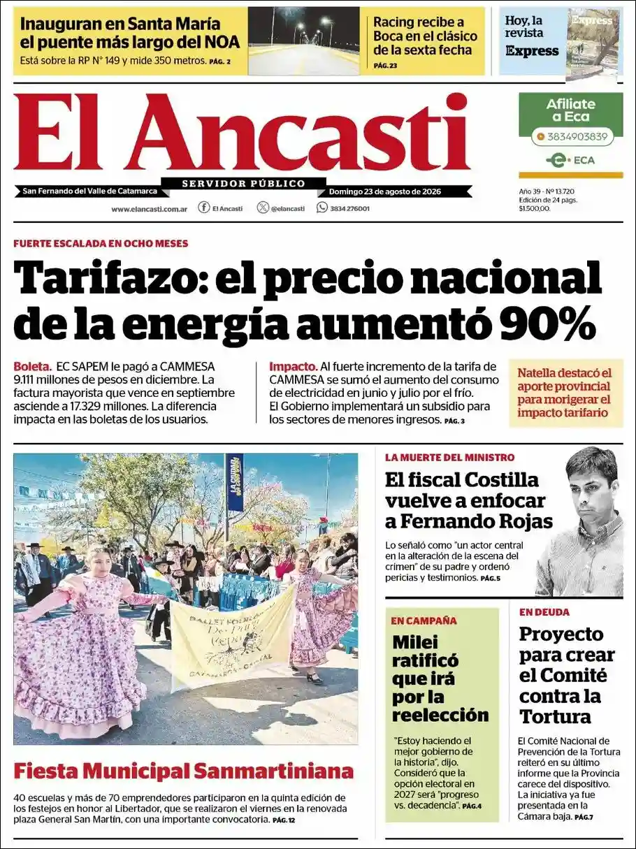 Estudios Max | RADIO NEO SIGLO - Tapa del diario Ancasti