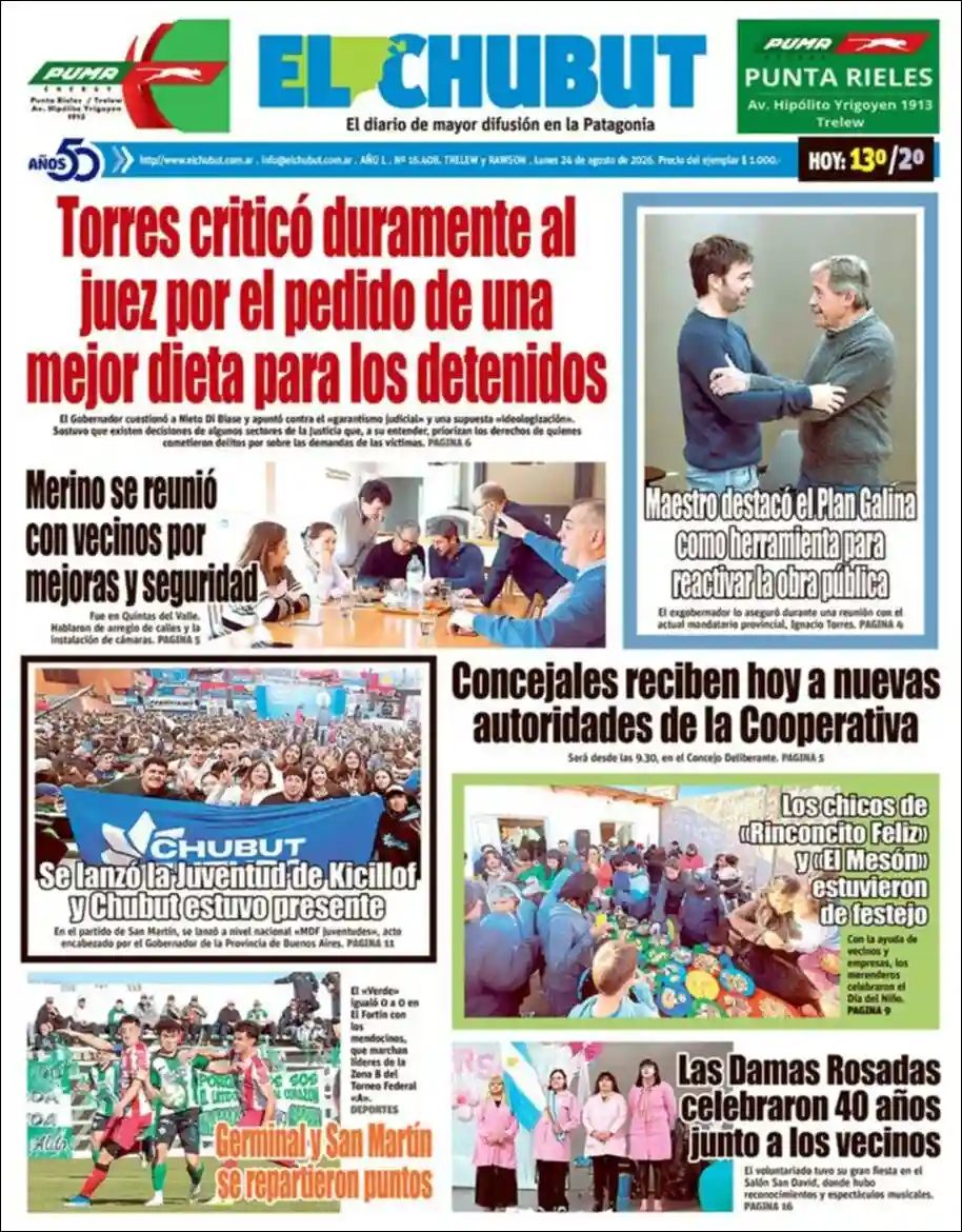 Estudios Max | RADIO NEO SIGLO - Tapa del diario El Chubut