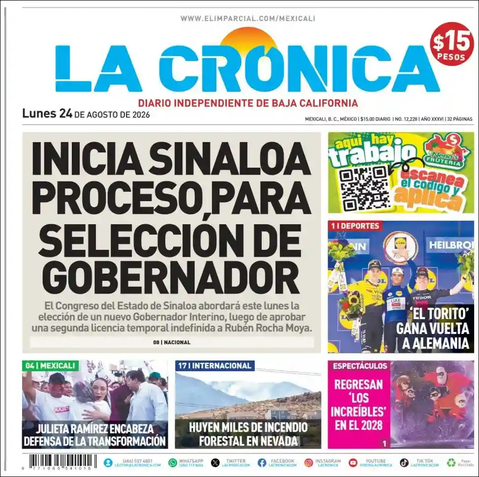 Estudios Max | RADIO NEO SIGLO - Tapa del diario Cronica Baja cal