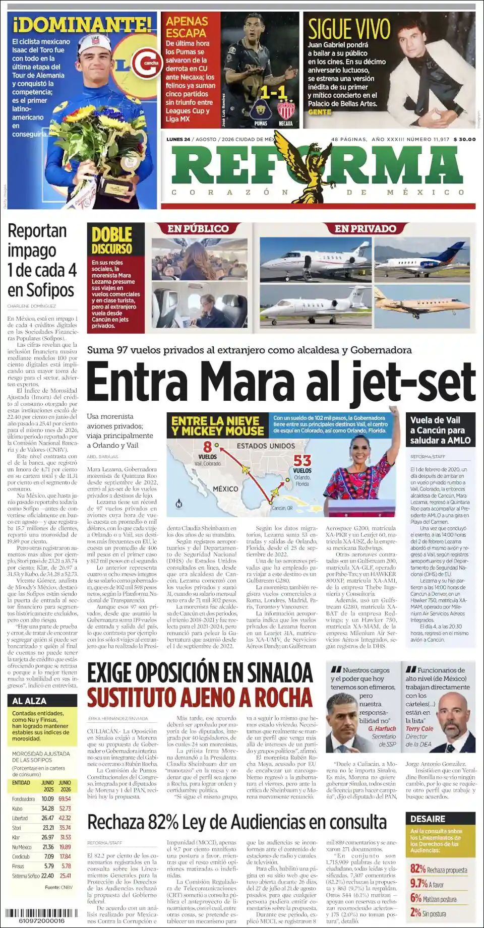 Estudios Max | RADIO NEO SIGLO - Tapa del diario reforma