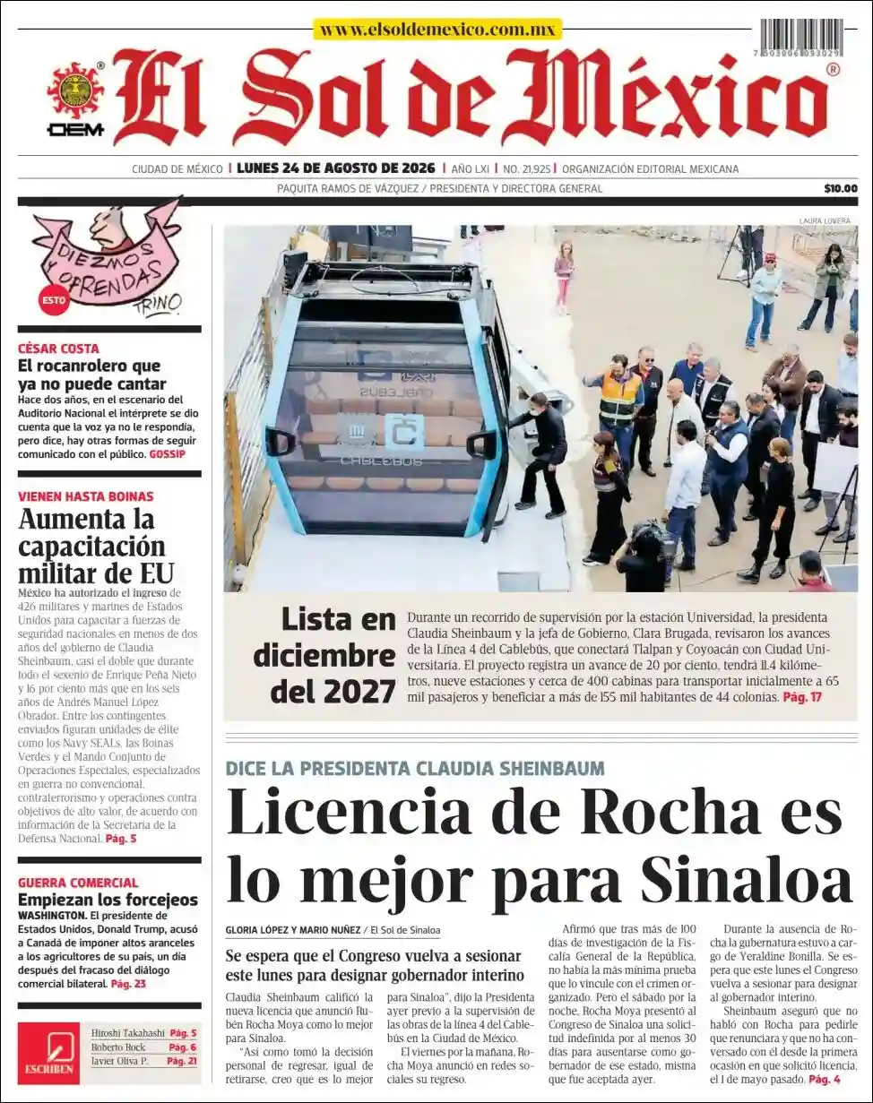 Estudios Max | RADIO NEO SIGLO - Tapa del diario Sol Mexico
